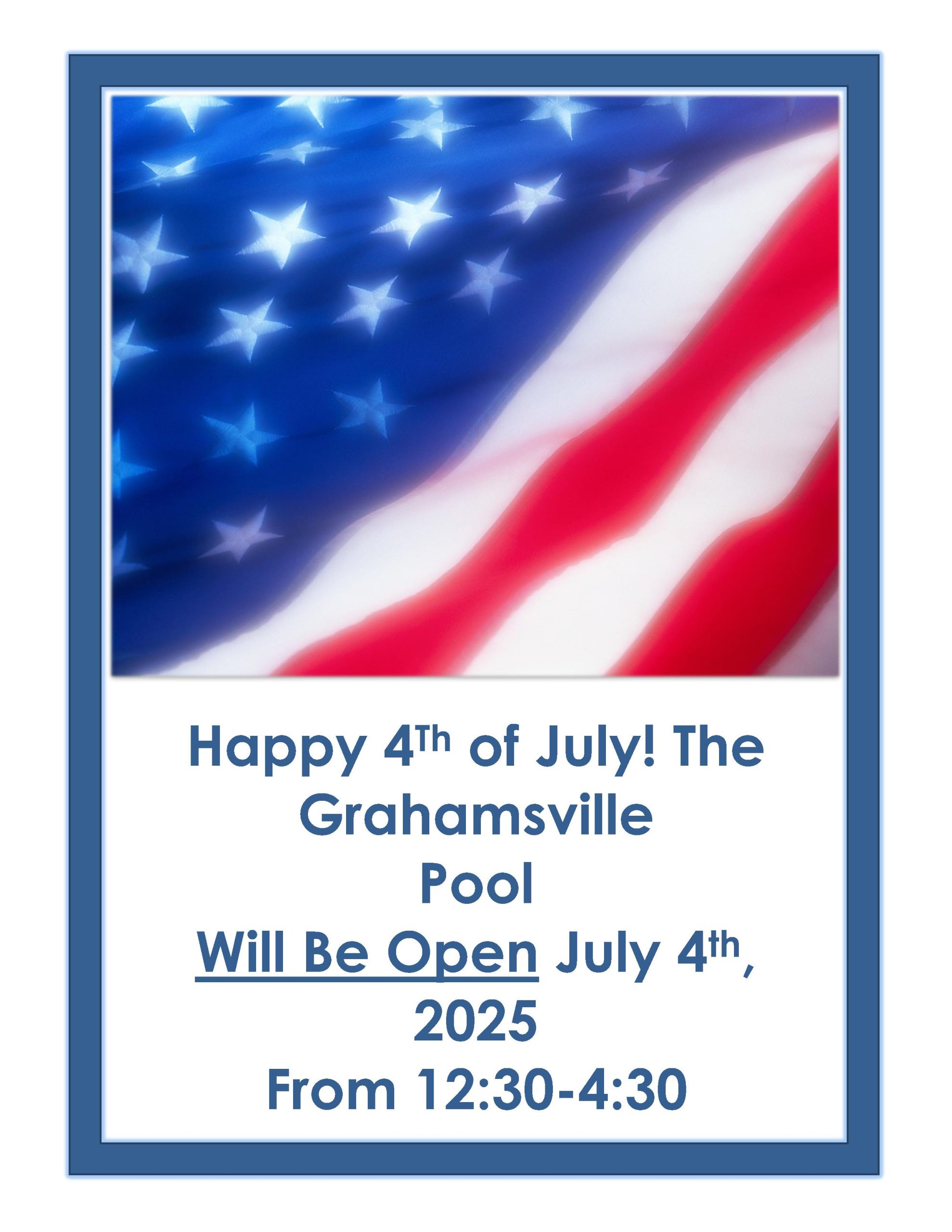 Pool Open July 4th