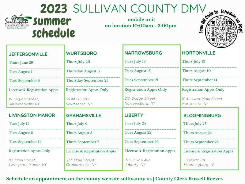 DMV County Schedule
