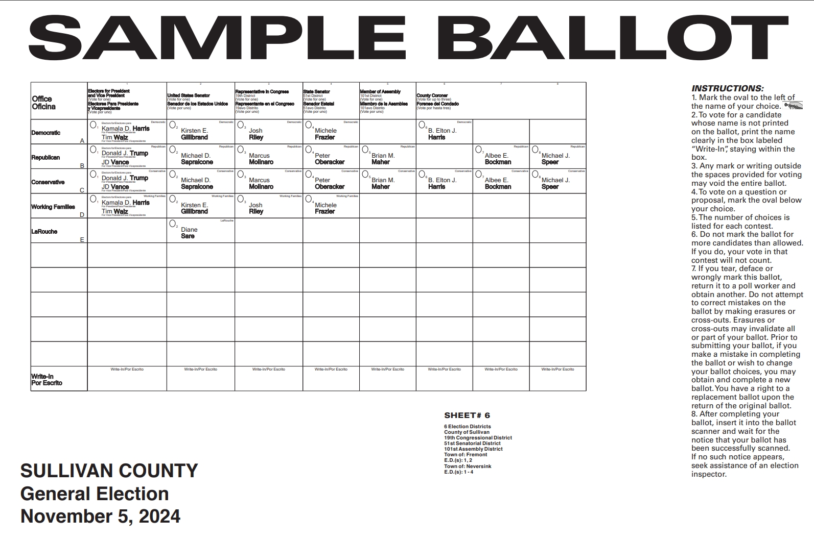 Our Polls are open for voting on Tuesday November 5, 2024, from 6AM to 9PM. Here is your Sample Voter Ballot!