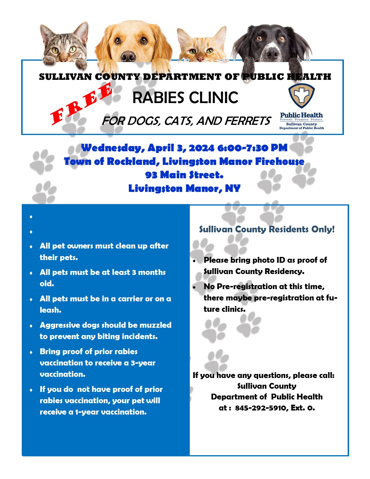 Free Rabies Clinic 4/03/2024