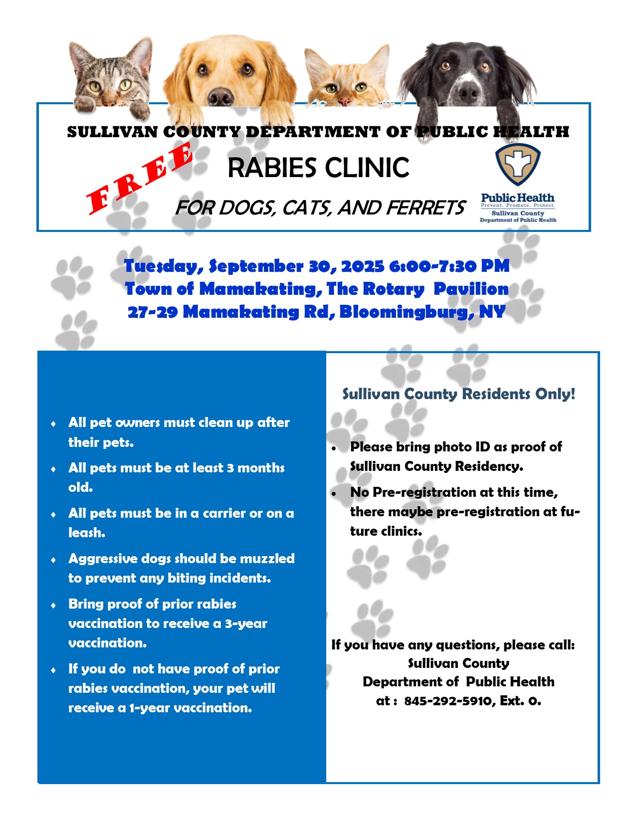 Rabies Clinic 9/30/25