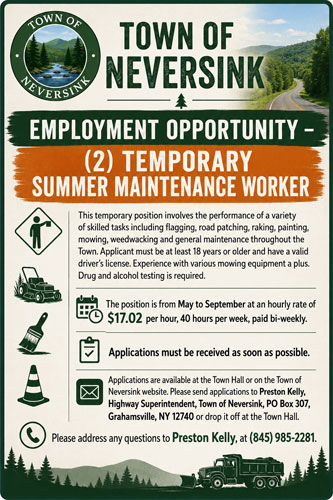 Employment Opportunity: Temporary Summer Maintenance Worker